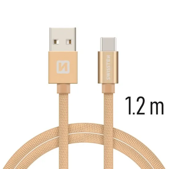 Swissten Data kabl Textile USB / USB-C 1.2m Gold