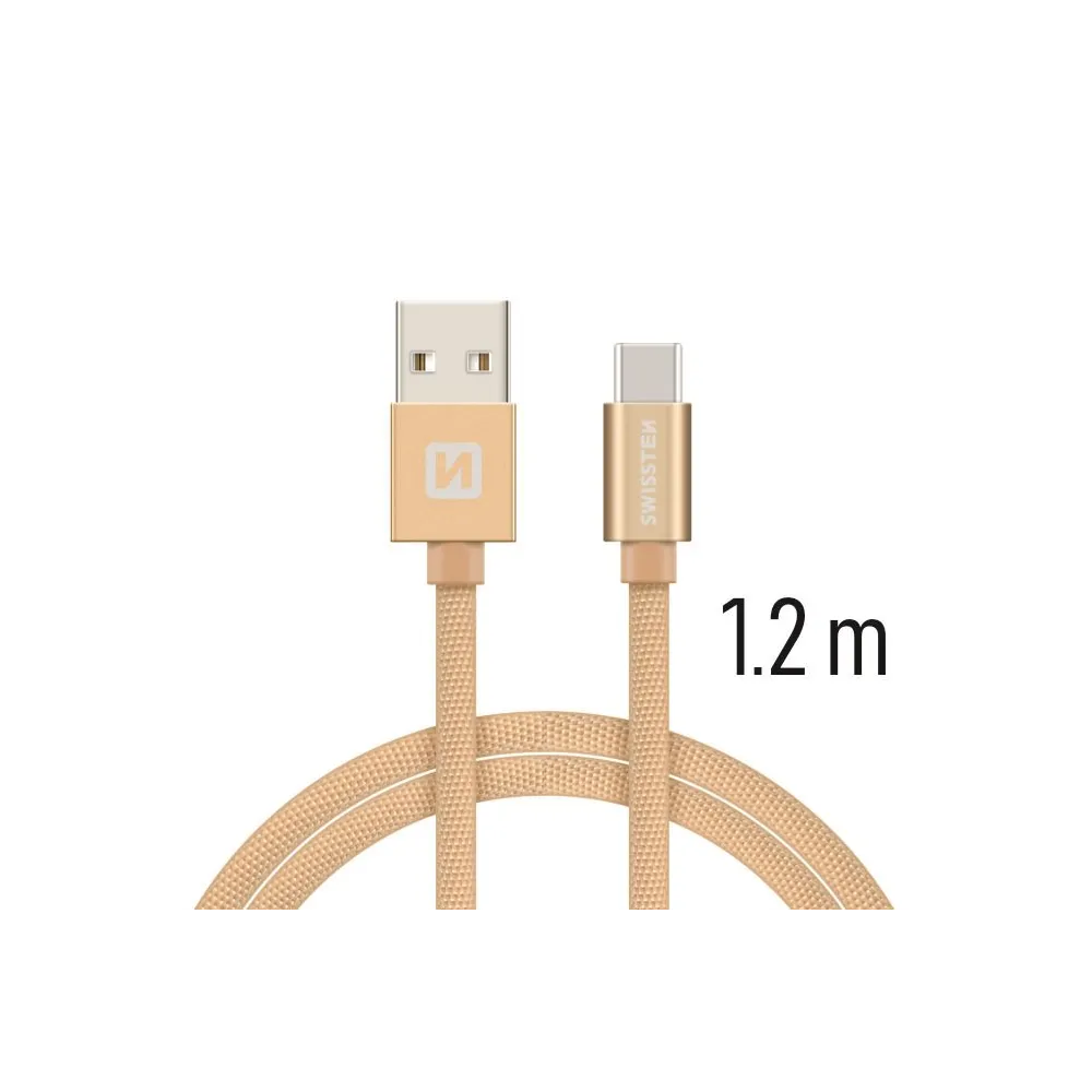Swissten Data kabl Textile USB / USB-C 1.2m Gold