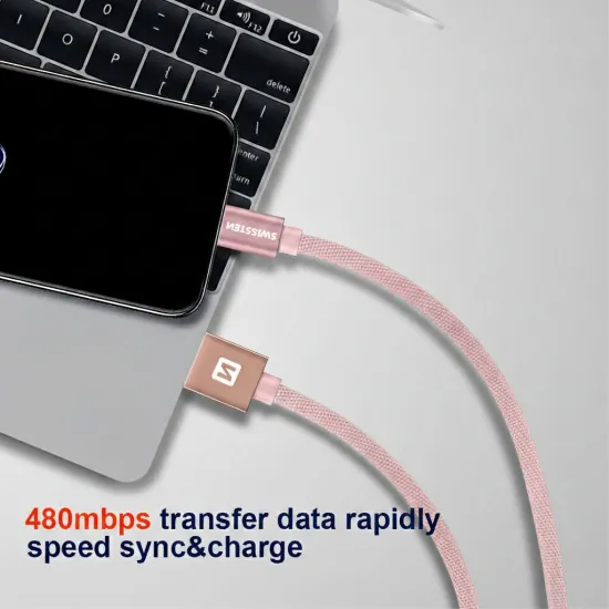 Swissten Data kabl Textile USB / USB-C 1.2m Rose/Gold
