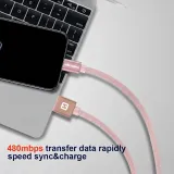 Swissten Data kabl Textile USB / USB-C 1.2m Rose/Gold