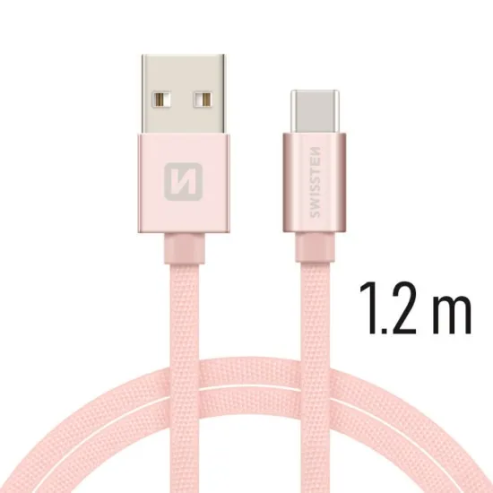 Swissten Data kabl Textile USB / USB-C 1.2m Rose/Gold