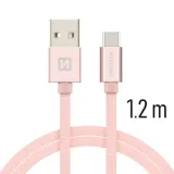 Swissten Data kabl Textile USB / USB-C 1.2m Rose/Gold