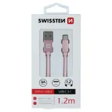 Swissten Data kabl Textile USB / USB-C 1.2m Rose/Gold