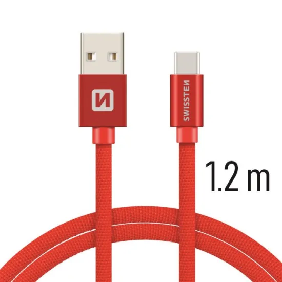 Swissten Data kabl Textile USB / USB-C 1.2m Red