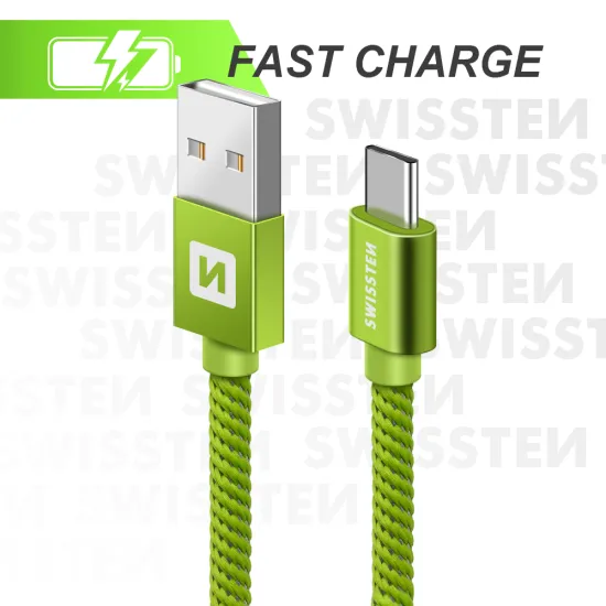 Swissten Data kabl Textile USB / USB-C 1.2m Green