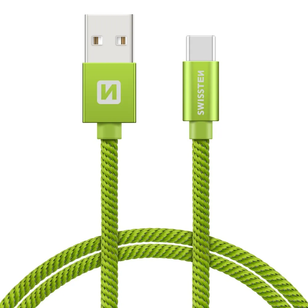 Swissten Data kabl Textile USB / USB-C 1.2m Green