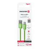 Swissten Data kabl Textile USB / USB-C 1.2m Green