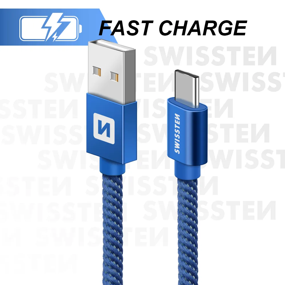Swissten Data kabl Textile USB / USB-C 1.2m Blue
