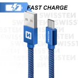 Swissten Data kabl Textile USB / USB-C 1.2m Blue