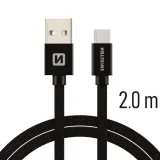 Swissten Data kabl Textile USB / USB-C 2m Black