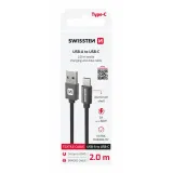 Swissten Data kabl Textile USB / USB-C 2m Black
