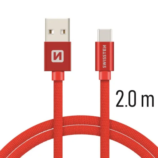 Swissten Data kabl Textile USB / USB-C 2m Red