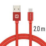Swissten Data kabl Textile USB / USB-C 2m Red
