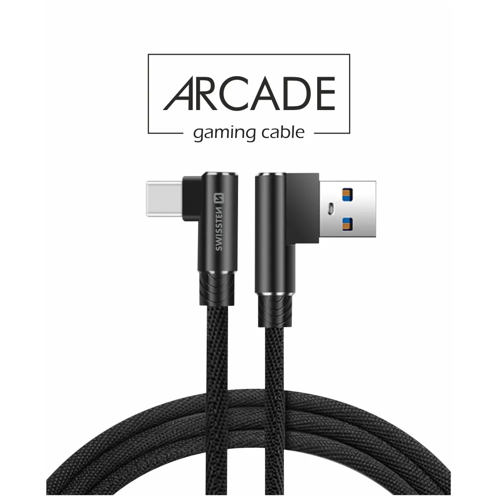 Swissten Kabl Arcade Gaming USB To Type-C 100W USB 1.2m - Black