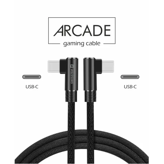 Swissten Kabl Arcade Gaming Type-C To Type-C 100W USB 1.2m - Black
