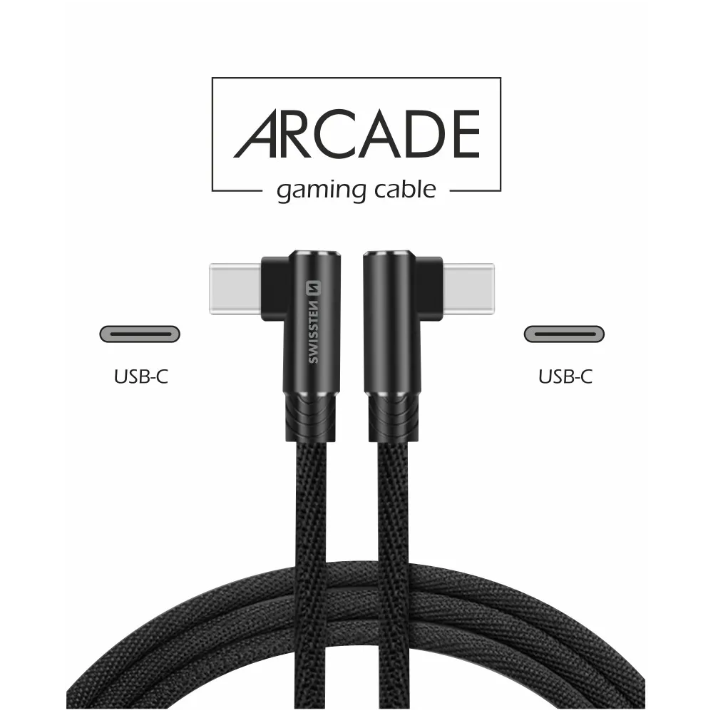 Swissten Kabl Arcade Gaming Type-C To Type-C 100W USB 1.2m - Black
