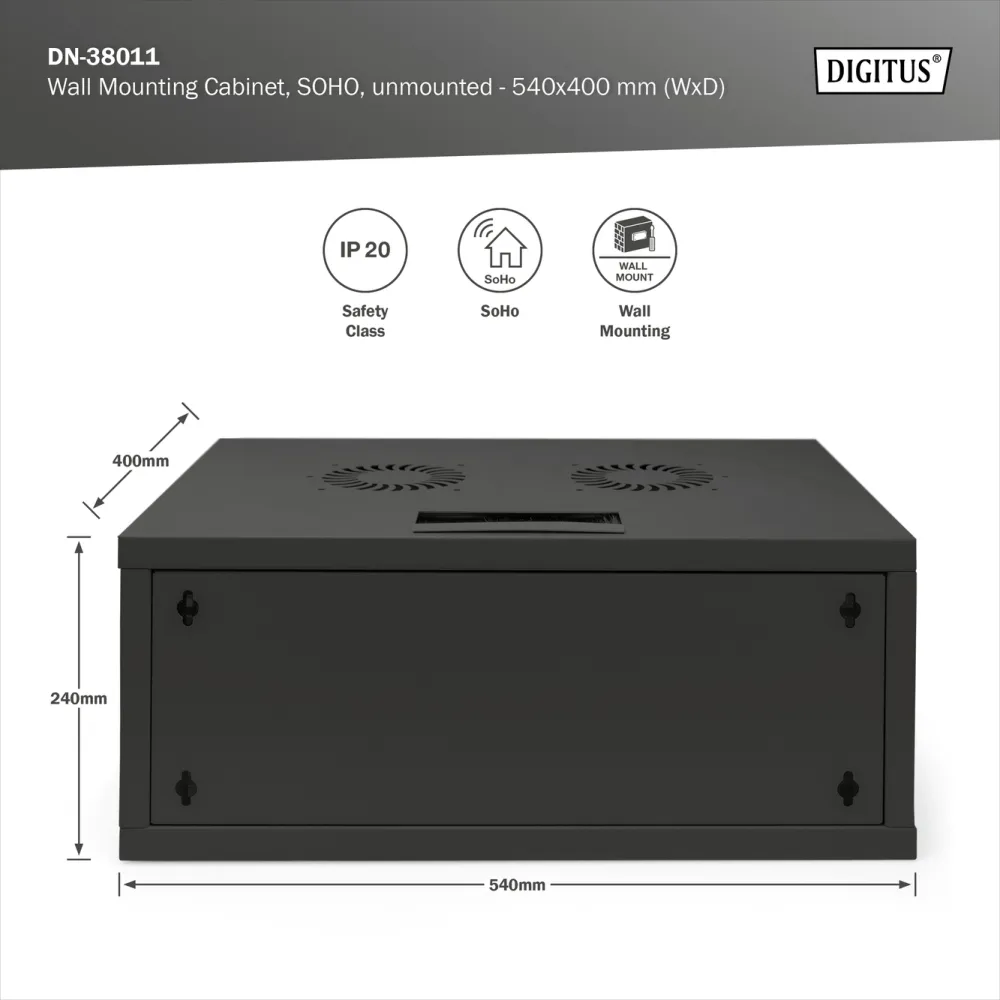 Digitus 4U network rack, 19 , wall, 540x400