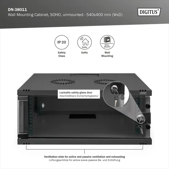 Digitus 4U network rack, 19 , wall, 540x400