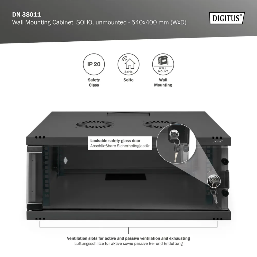 Digitus 4U network rack, 19 , wall, 540x400