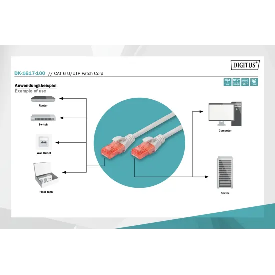 Digitus Kabl UTP patch CAT6 10m sivi