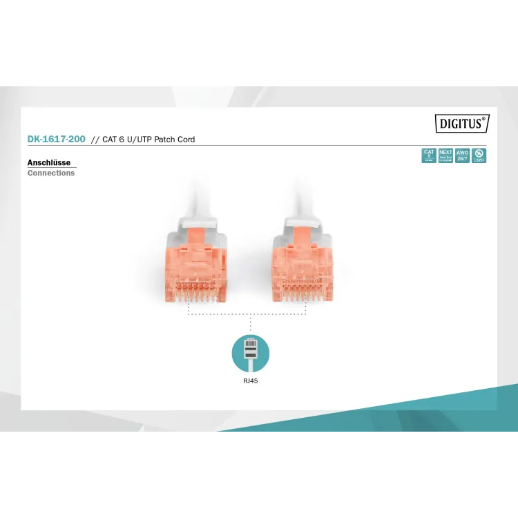 Digitus Kabl UTP patch CAT6 20m sivi