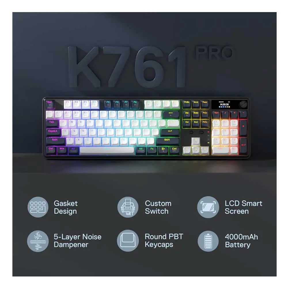 Redragon Tastatura Wyvern LCD Pro K761-WB Wireless/Wired/BT