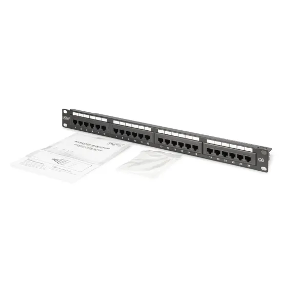 Digitus Patch panel puni, unshielded 24-port, 1U, rack mount, crni
