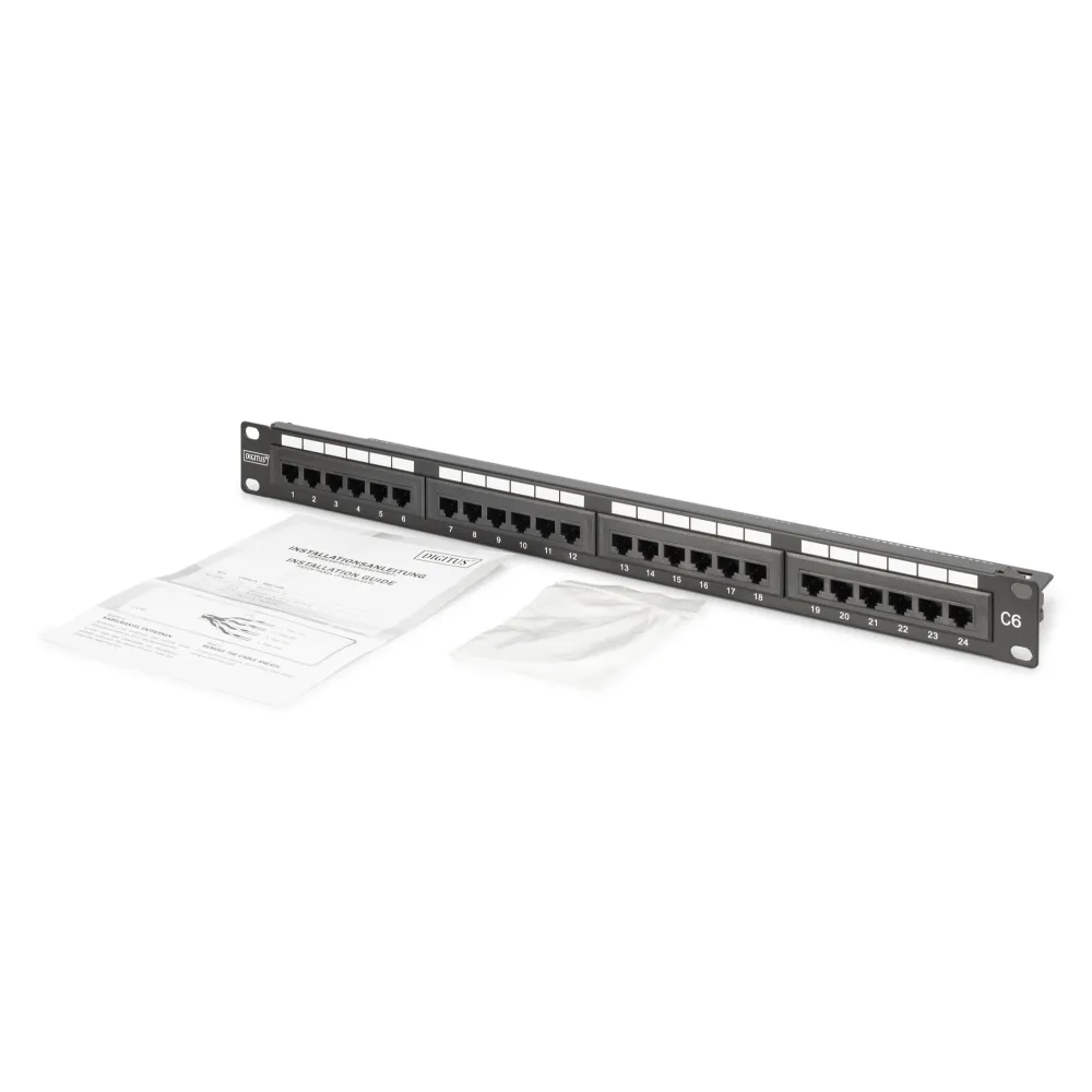 Digitus Patch panel puni, unshielded 24-port, 1U, rack mount, crni