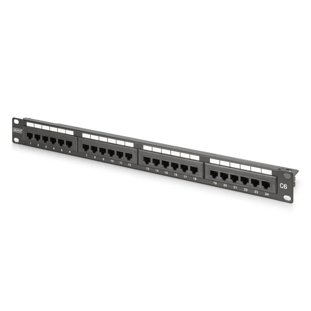 Digitus Patch panel puni, unshielded 24-port, 1U, rack mount, crni