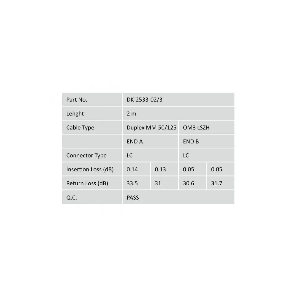 Digitus Opticki patch kabl, multimode, duplex, 2 m, OM3, LC/LC, plavi