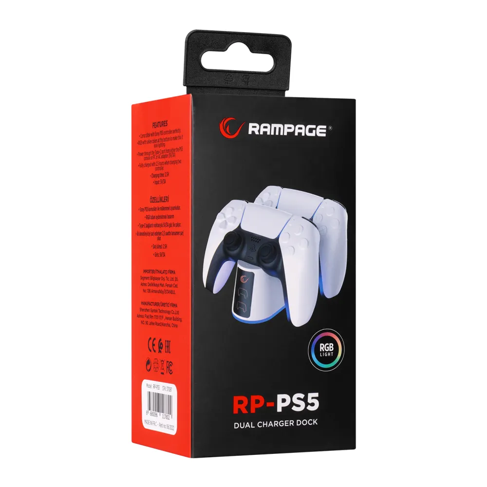 Rampage Rp-Ps5 PlayStation 5 RGB Fast Charging Station