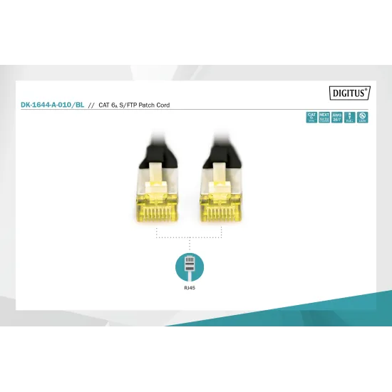 Digitus Kabl S-FTP patch CAT6A 1m crni