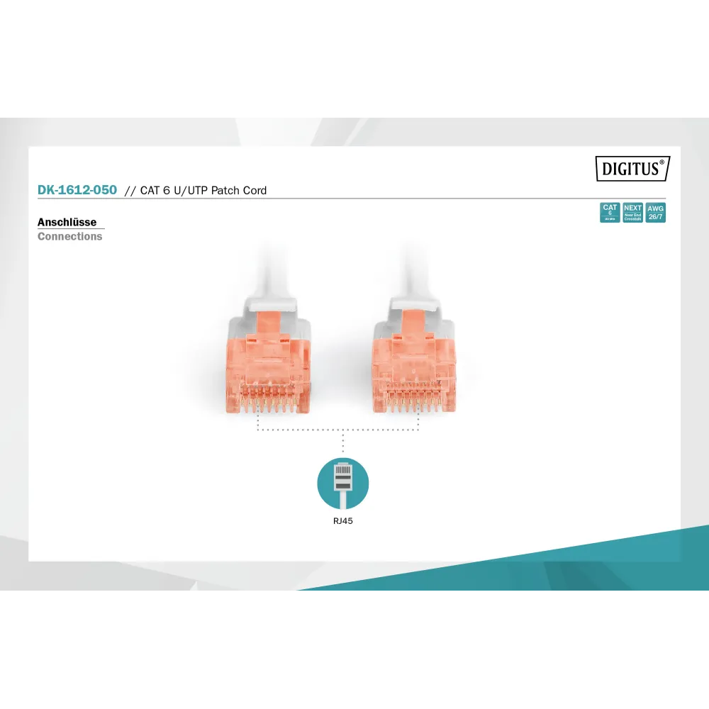Digitus Kabl UTP patch CAT6 5m sivi