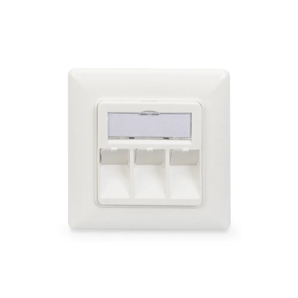 Digitus Wallplate for Keystone Modules, 3x RJ45 dust cover, 80/80 + central plate