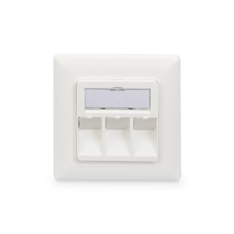 Digitus Wallplate for Keystone Modules, 3x RJ45 dust cover, 80/80 + central plate