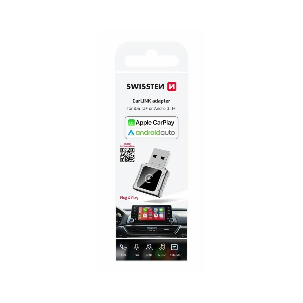 Swissten Adapter CarLink - Appe CarPlay / Android Auto (+ Adapter USB-A / USB-C)