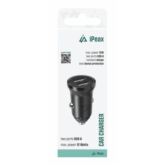 iPEAX Car Charger CL-01, 2,4A, 2x USB-A BLACK