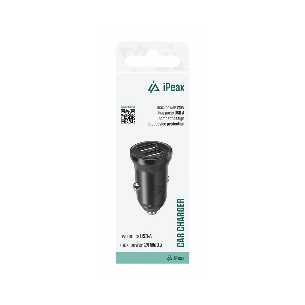 iPEAX Car Charger CL-02, 4.8A, 2x USB-A BLACK