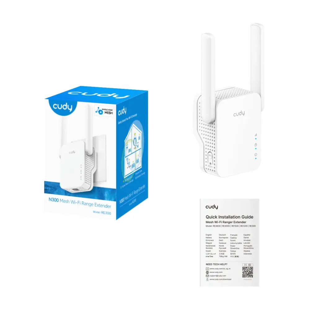 CUDY Range Extender RE300 N300 Mesh Wi-Fi