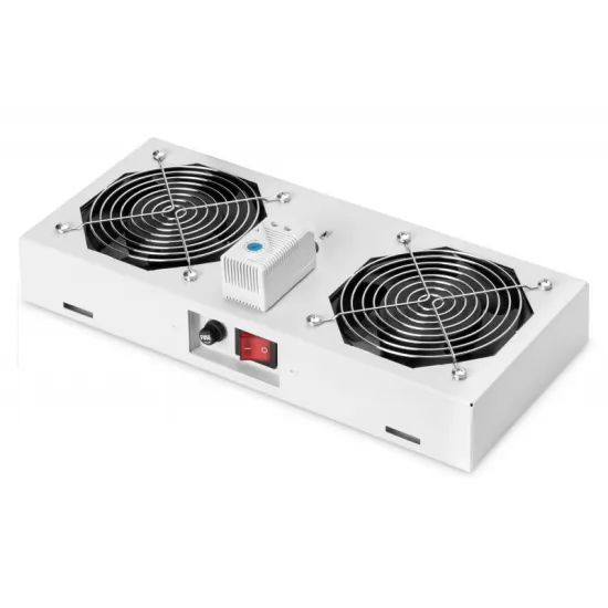 Digitus Roof VENTILATOR unit, wall mounting cabinets 2 fans, thermostat, switch, grey (RAL 7035)
