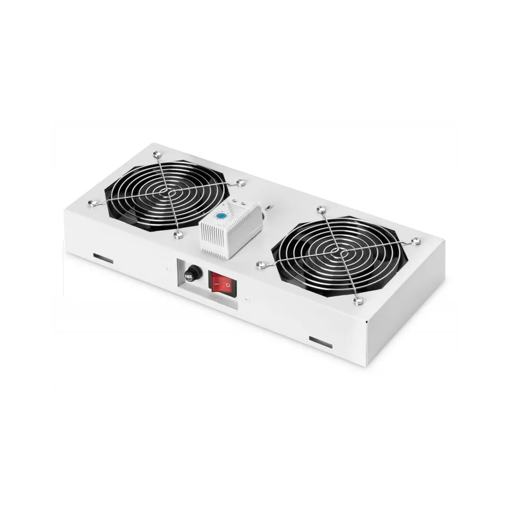 Digitus Roof VENTILATOR unit, wall mounting cabinets 2 fans, thermostat, switch, grey (RAL 7035)