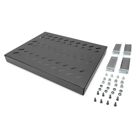 Digitus Polica fiksna 483 mm (19 ), do 50 kg, 44.5×482×350‑500 mm, crna