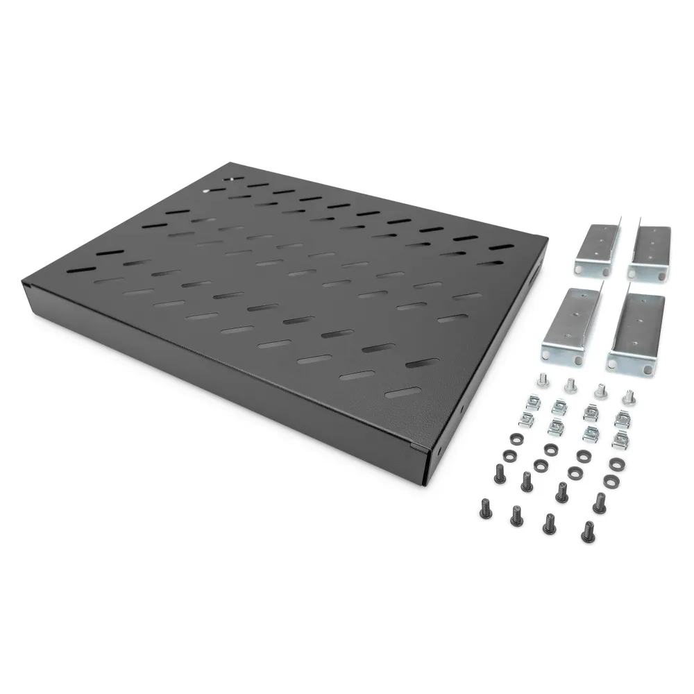 Digitus Polica fiksna 483 mm (19 ), do 50 kg, 44.5×482×350‑500 mm, crna