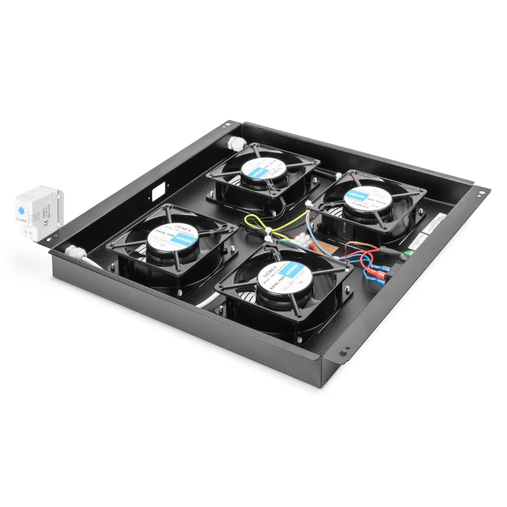 Digitus Roof ventilator unit, 4 fans, thermostat, switch, crni