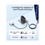 100W GaN zidni brzi punjač, 3-porta (2x USB-C i 1x USB-A) sa USB-C M/M pletenim kablom, tamno sivi