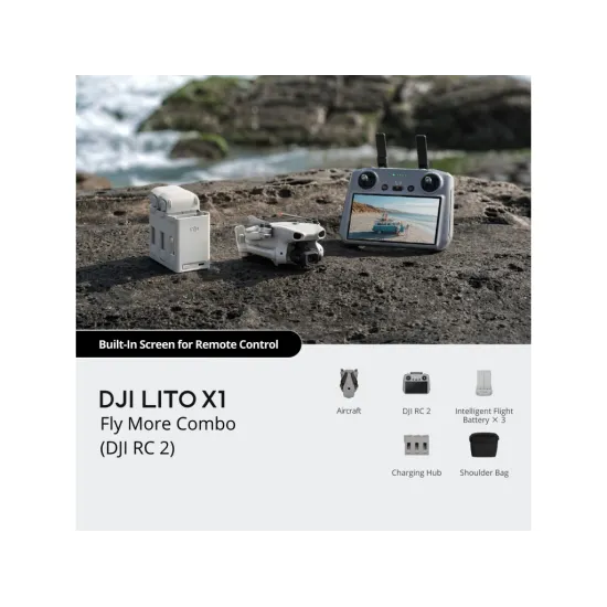 DJI Lito X1 Fly More Combo (DJI RC 2), 4K/60fps HDR Video, 48MP, 42GB Internal Storage