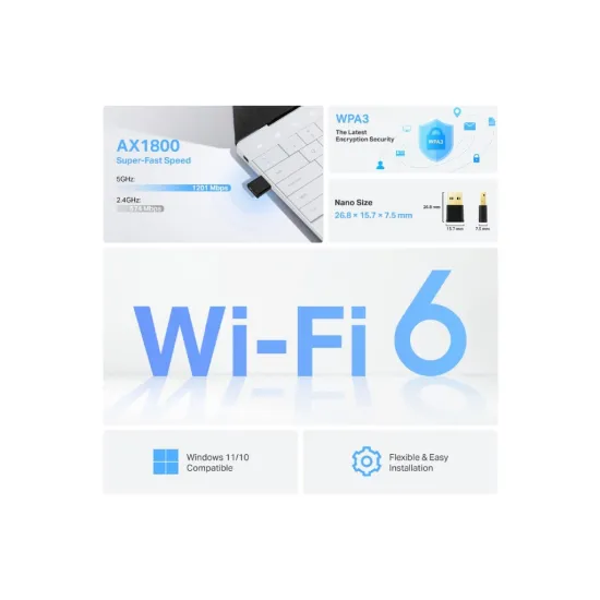 TP-LINK ARCHER TX20U NANO AX1800 Nano Wi-Fi 6 Dual Band Wireless USB Adapter
