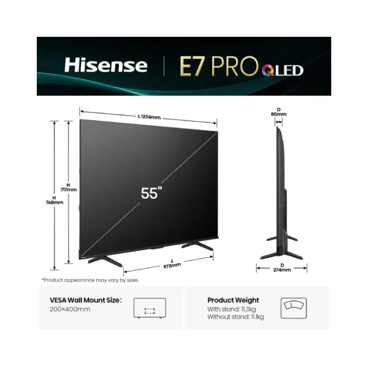 55 inča 55E7Q PRO QLED 4K UHD Smart TV