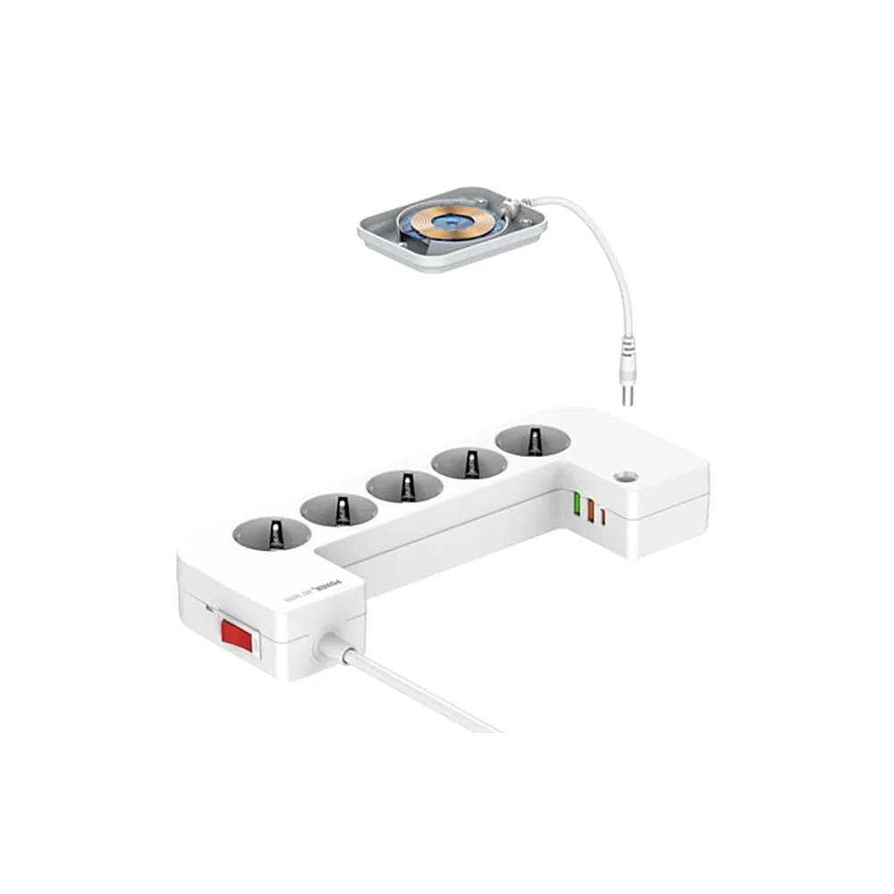 SN5311W Zaštita od prenapona u kutiji 5 x šuko + 3 x USB 2m beli
