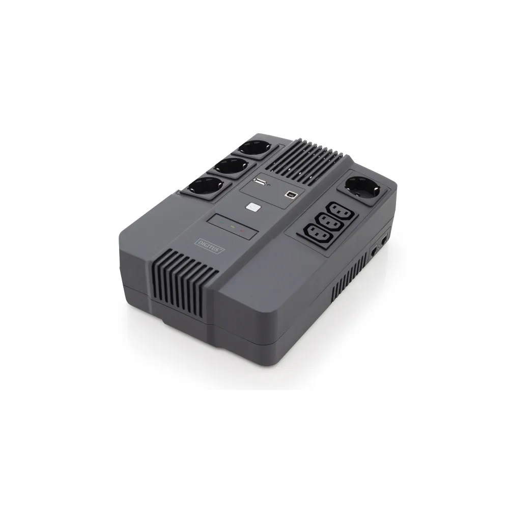 Digitus UPS All-in-One 600VA/360W, LED 12V/7Ah x1, 4x CEE 7/7,3x IEC C13, USB, RJ45